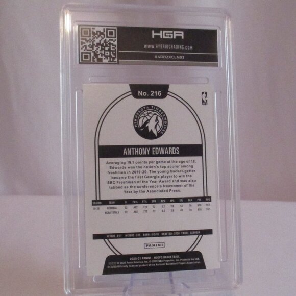 2020-21 Panini Hoops Rookies Anthony Edwards HGA 9.5 - Picture 4 of 6